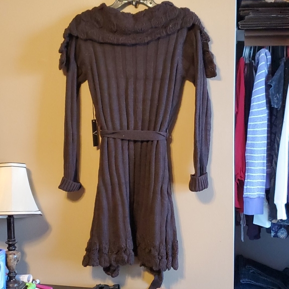 NWT Vertigo Wool Blend Long Cardigan Sweater - Picture 4 of 11